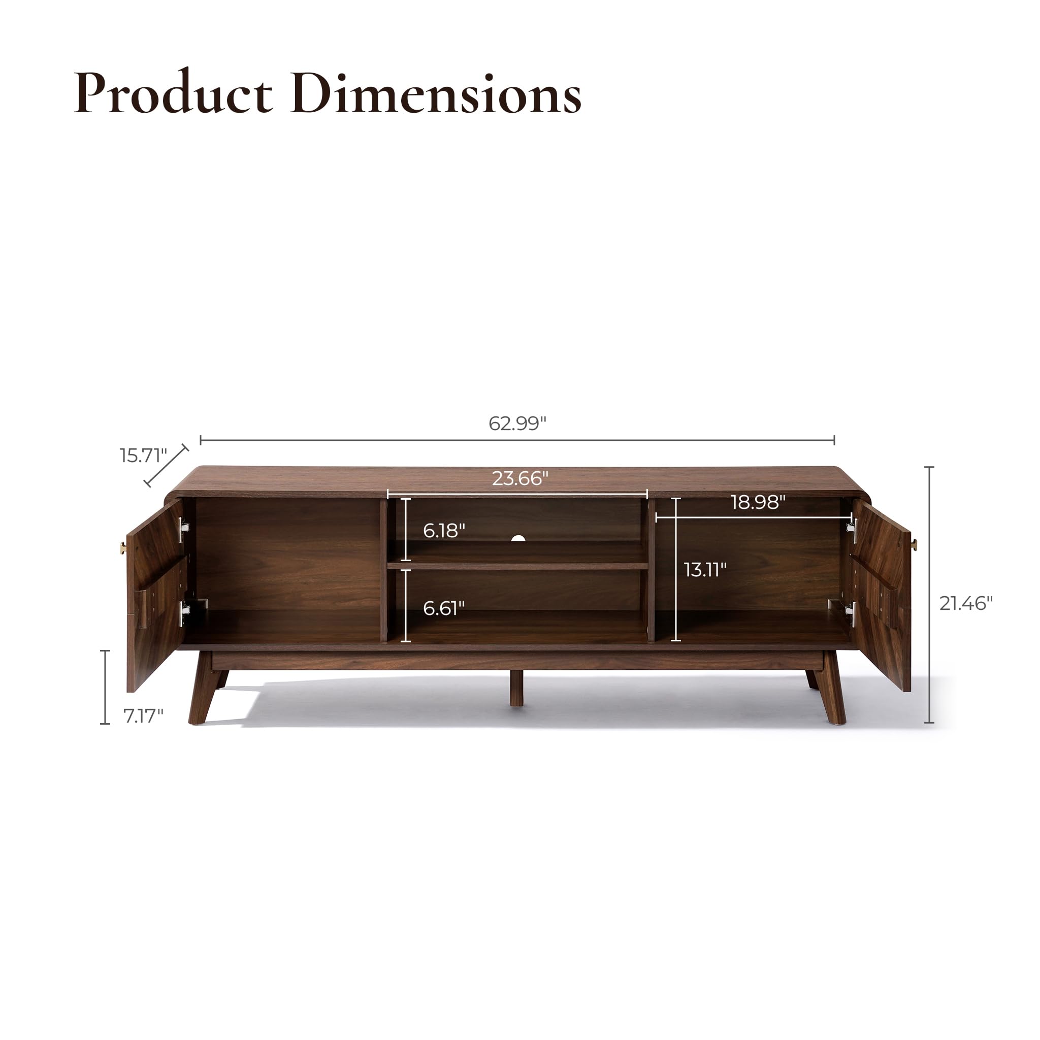 63" Mid Century Modern TV Stand for TVs up to 65"