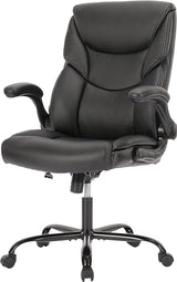 Ergonomic Executive Office Chair- PU Leather Desk Chair with Flip Up Armrests High