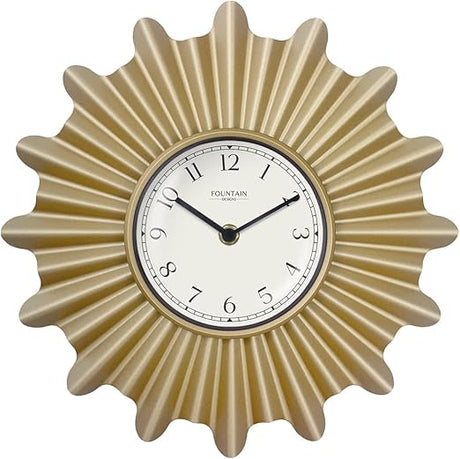 12" Starburst Wall Clock, Silent no Ticking, Metal Clock, Vintage/Modern Style