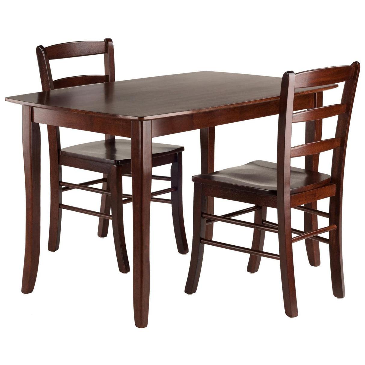 Inglewood 3-PC Set Table w/ 2 Ladderback Chairs Dining, Walnut