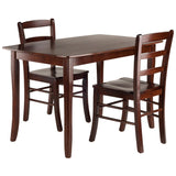 Inglewood 3-PC Set Table w/ 2 Ladderback Chairs Dining, Walnut