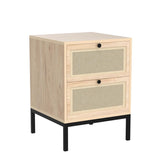 Nightstands Set of 2, Rattan Nightstand with Drawers, End Table, Bedside Table Set of 2