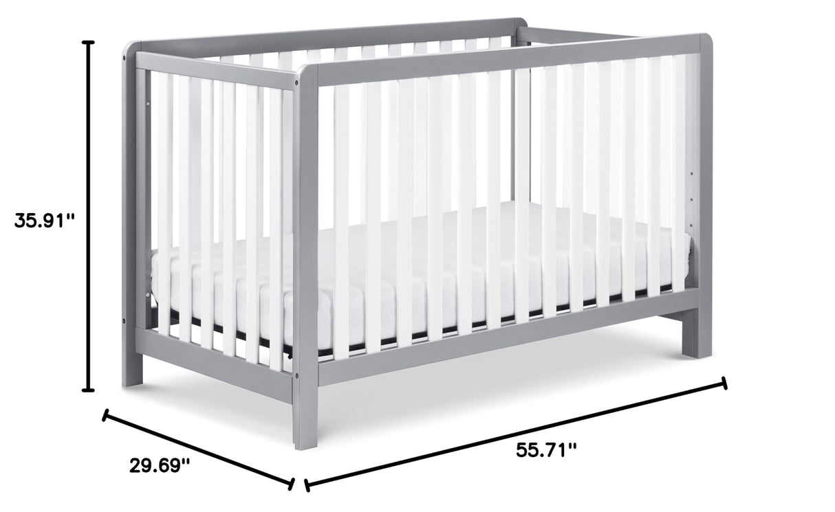 Colby 4-in-1 Low-Profile Convertible Crib in Grey and White, Greenguard Gold Certified