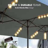 15FT Solar LED Patio Umbrella with Base,Outdoor Double-Sided Umbrella