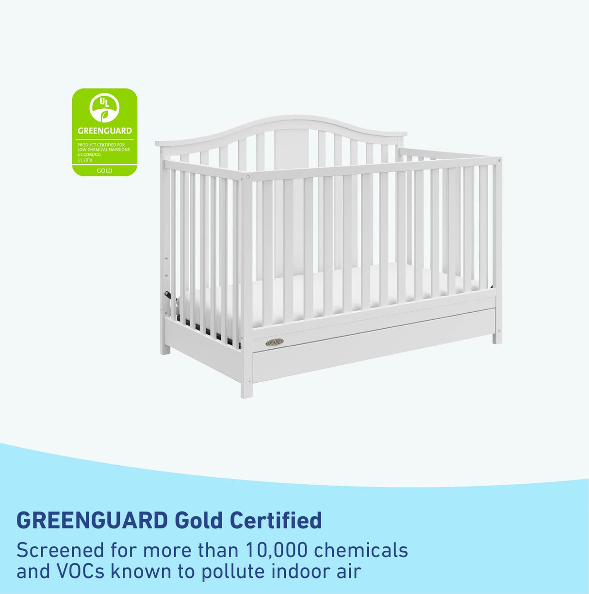 4-in-1 Convertible Crib with Drawer Combo (White) – GREENGUARD Gold