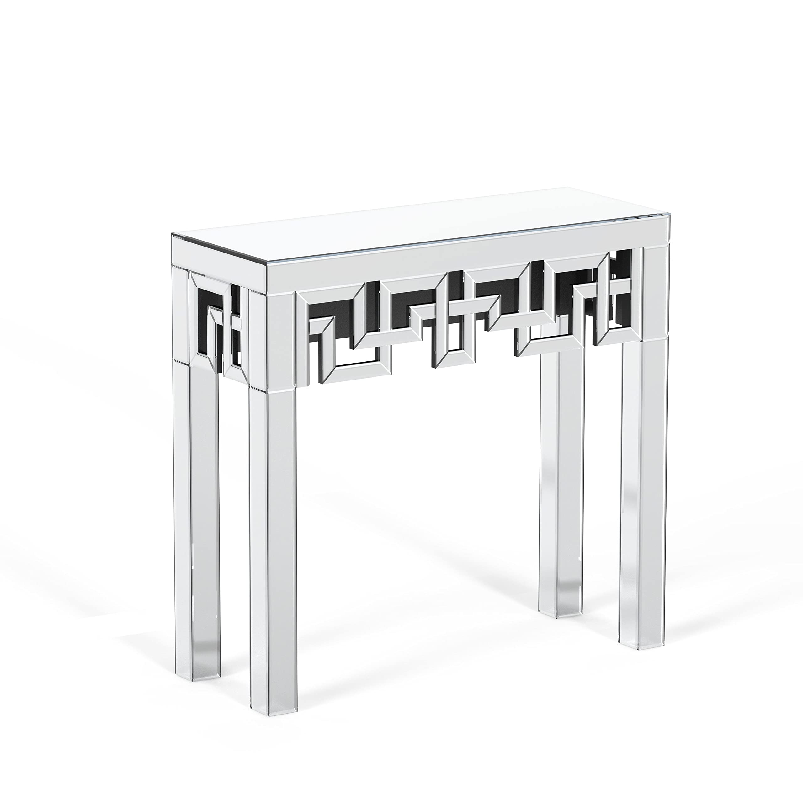 Venetian Mirrored Console Table - Clear Glass Glam Rectangular