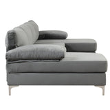 Large Velvet Fabric U-Shape Sectional Sofa, Double Extra Wide