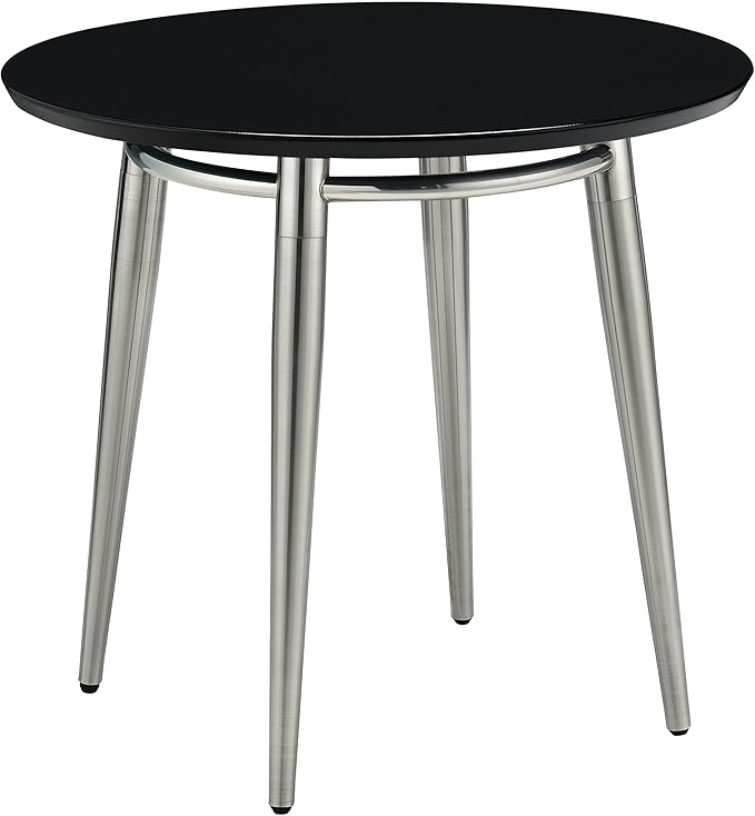 Brooklyn Modern Round End Table, White Top with Brushed Nickel