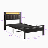 Twin Bed Frame with Charging Station & LED Lights