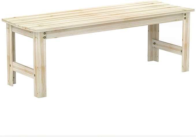 2-Seat Wood Garden Bench, Patio Bench Outdoor Bench with Slatted Seat
