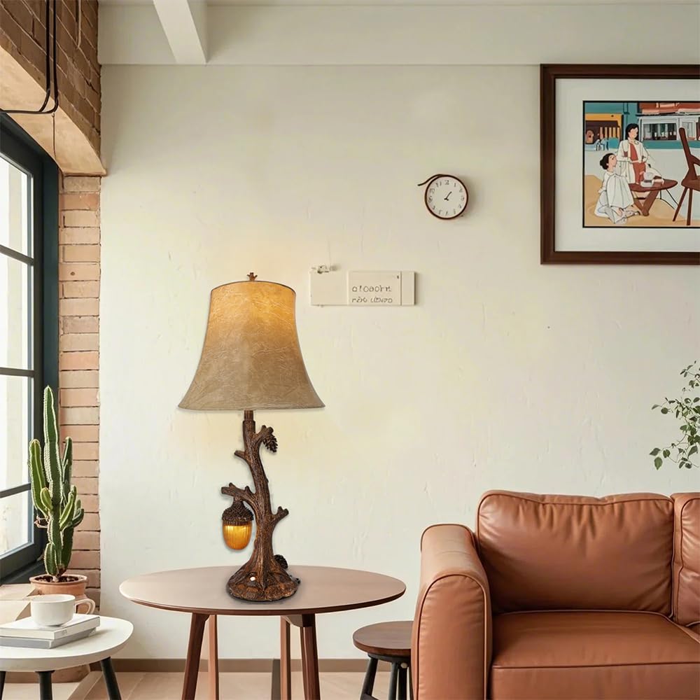 Vintage Rustic Table Lamp with USB Charging & 3-Level Brightness