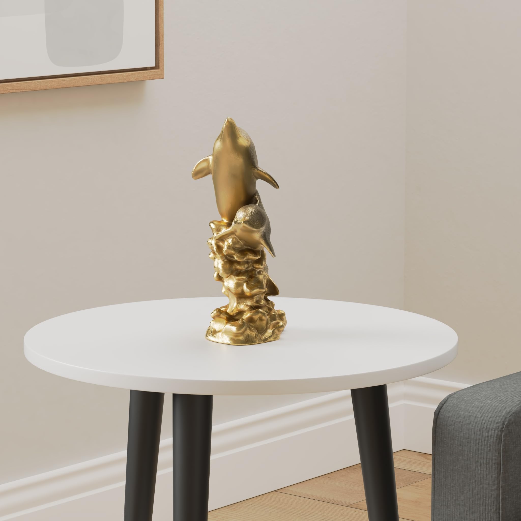 Mama and Baby Elephants Statue Figurines Home Decor Trunk Facing Upwards Lucky