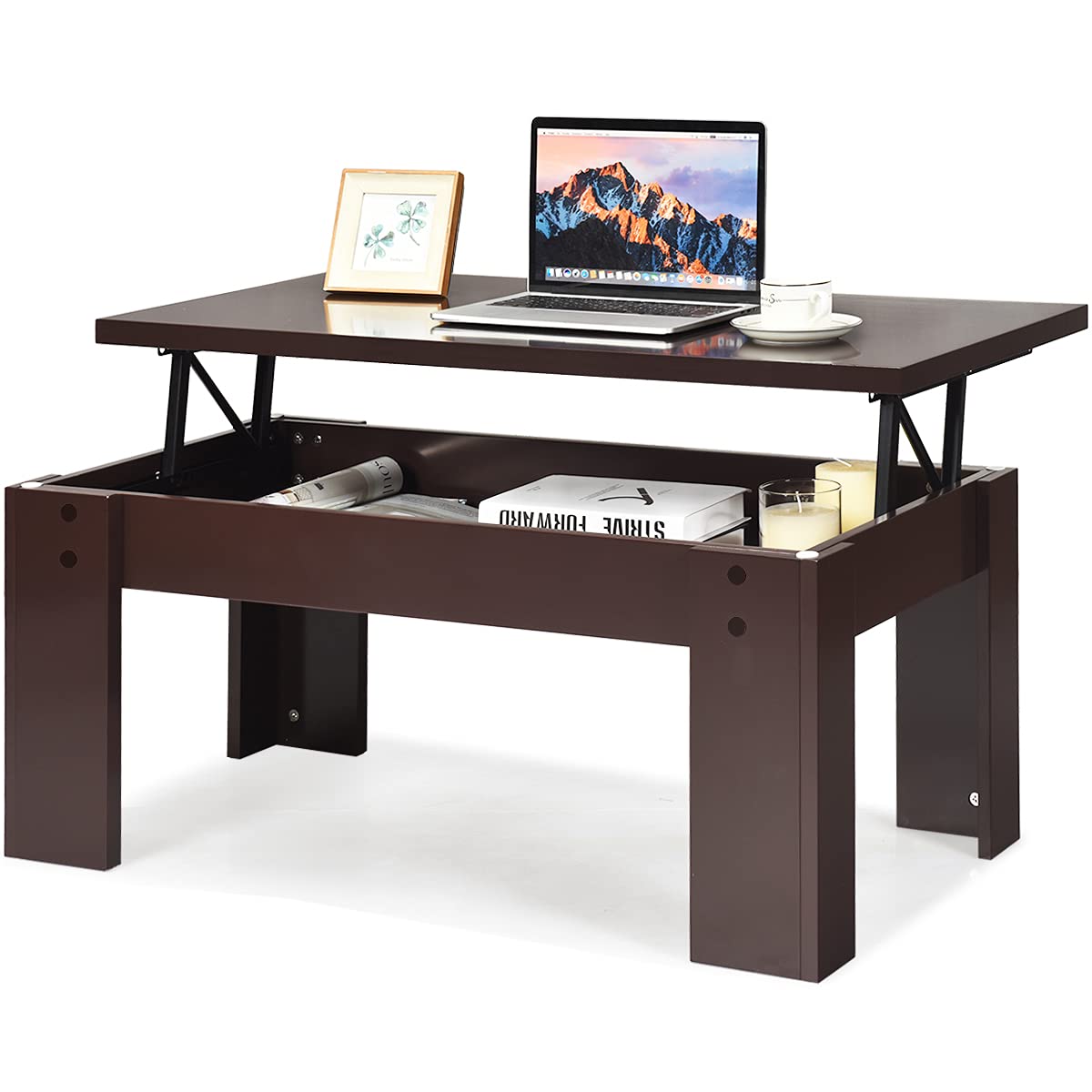 Lift Top Coffee Table, Morder Convertible Coffee Table w/Hidden Storage Compartment