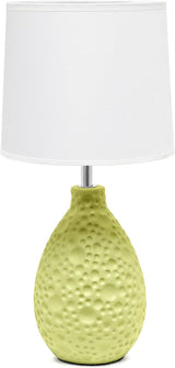 LT2003-BLU Textured Stucco Ceramic Oval Table Lamp with White Fabric Shade, Blue