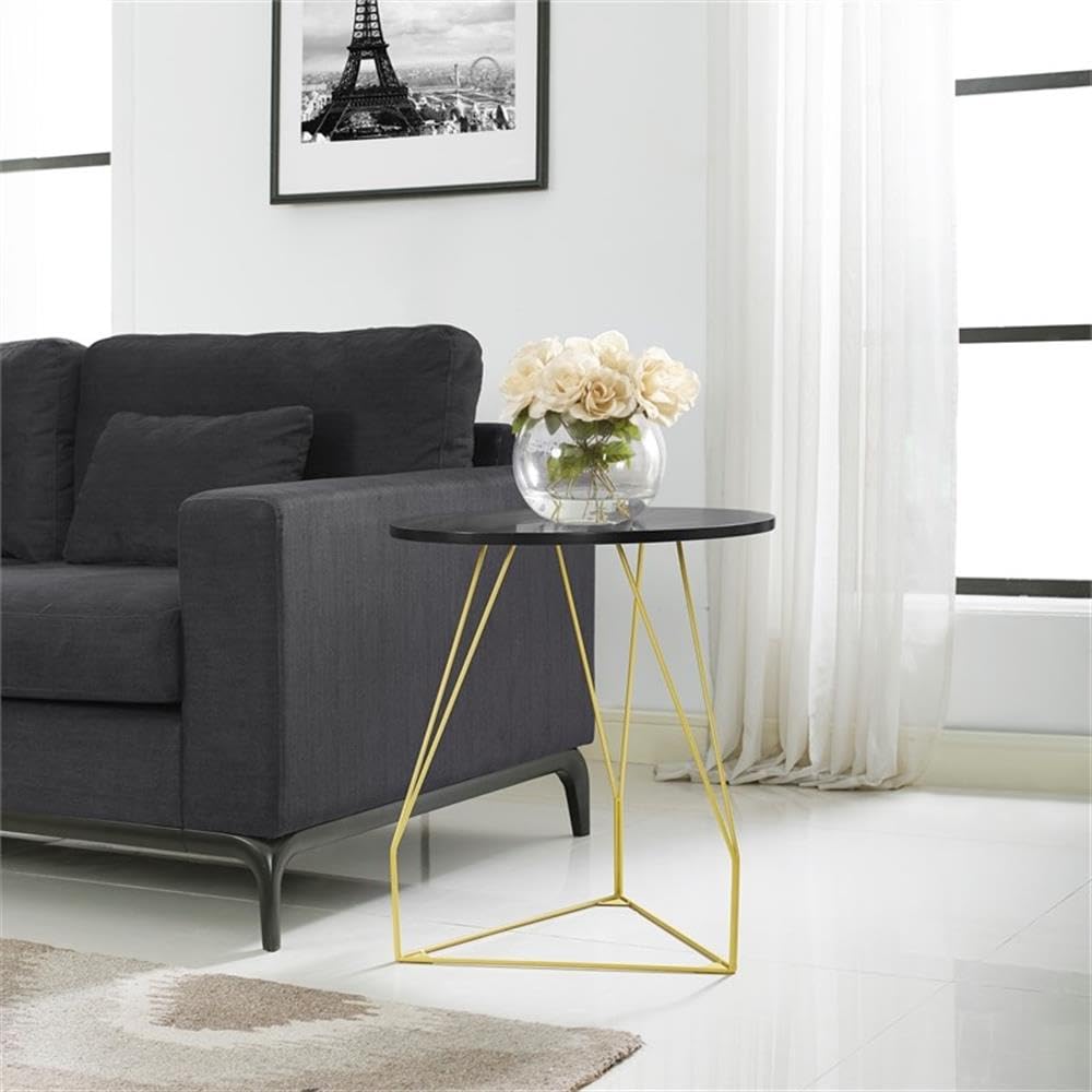 Finch Orlando Round Metal Side Accent Table with Black Metal Top