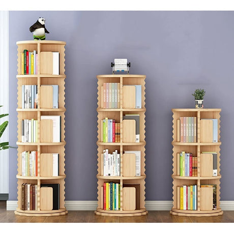 Bedroom Book Shelf Bookcase Pine Rotating Bookshelf Floor Solid Wood Simple Home