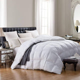 Size 1200 Thread-Count Siberian Goose Down Comforter, 100% Egyptian Cotton, White Stripe, 50Oz