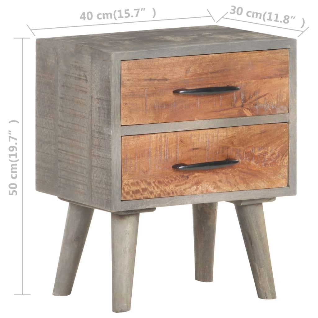 Solid Wood Bedside Cabinet - Rustic Gray Nightstand for Small Bedroom