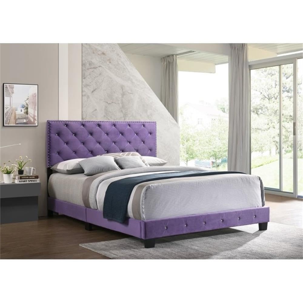 Glory Furniture Full Size Bed with Headboard, Footboard in Velvet