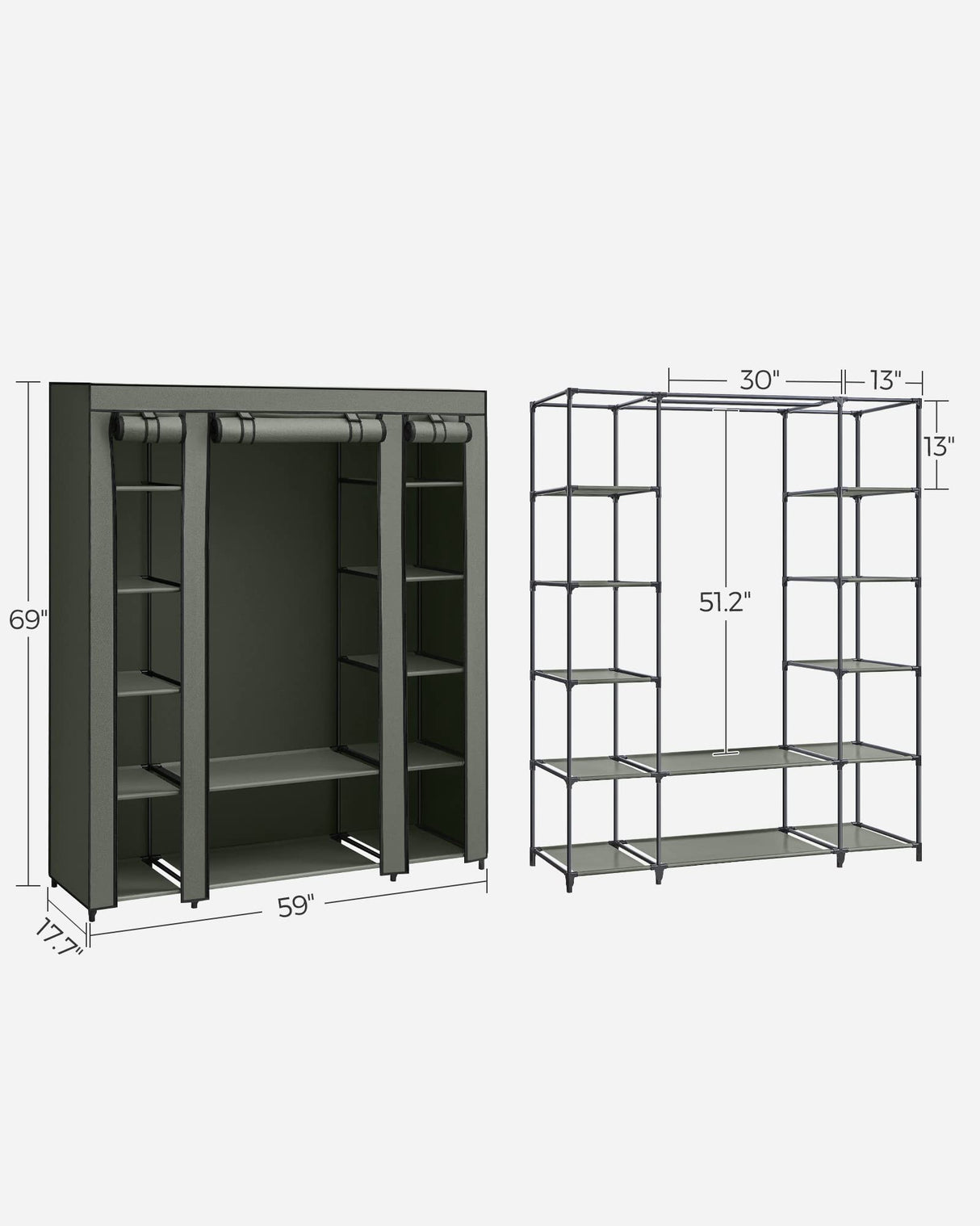 Closet Wardrobe, Portable Closet for Bedroom, Clothes Rail with Non-Woven Fabric Cover