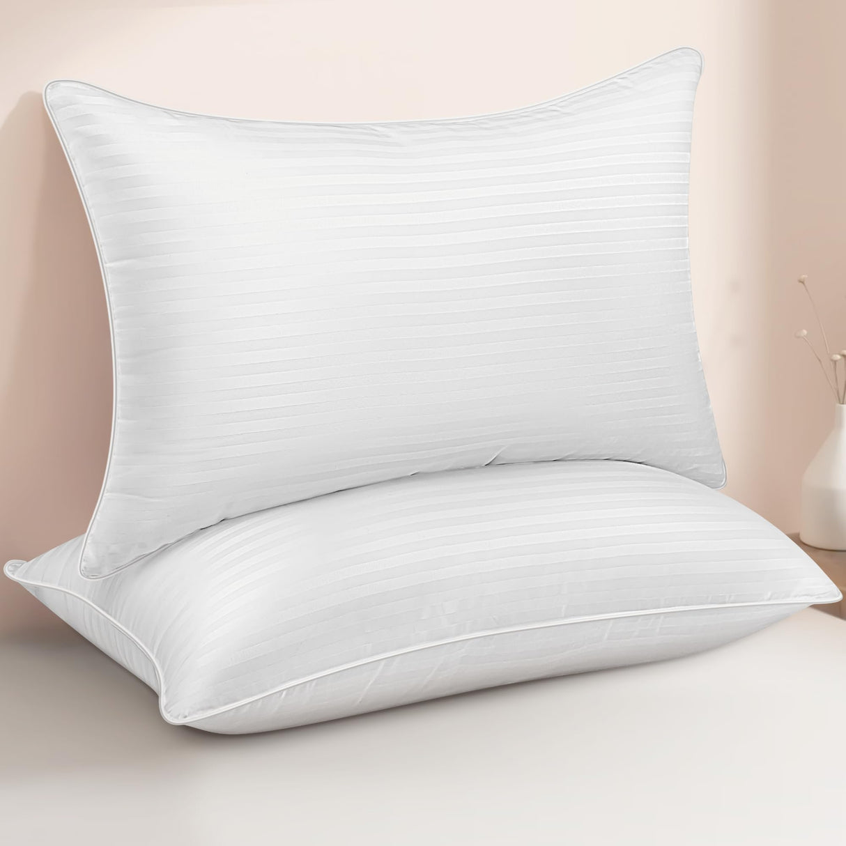 Queen Size Bed Pillows Set of 2 - Premium Down Alternative Cooling Pillows for Side