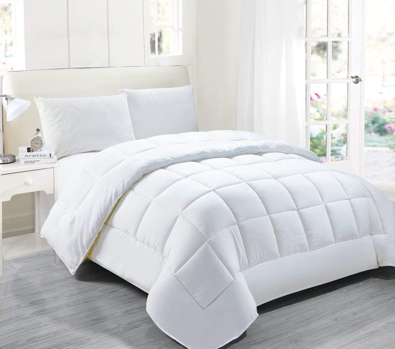 Legacy Decor King Size Comforter Goose Down Alternative White Color