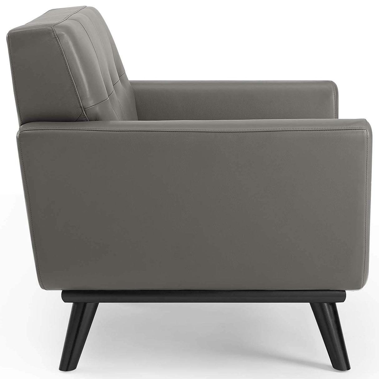 Engage Top-Grain Leather Living Room Lounge Accent Armchair in Gray