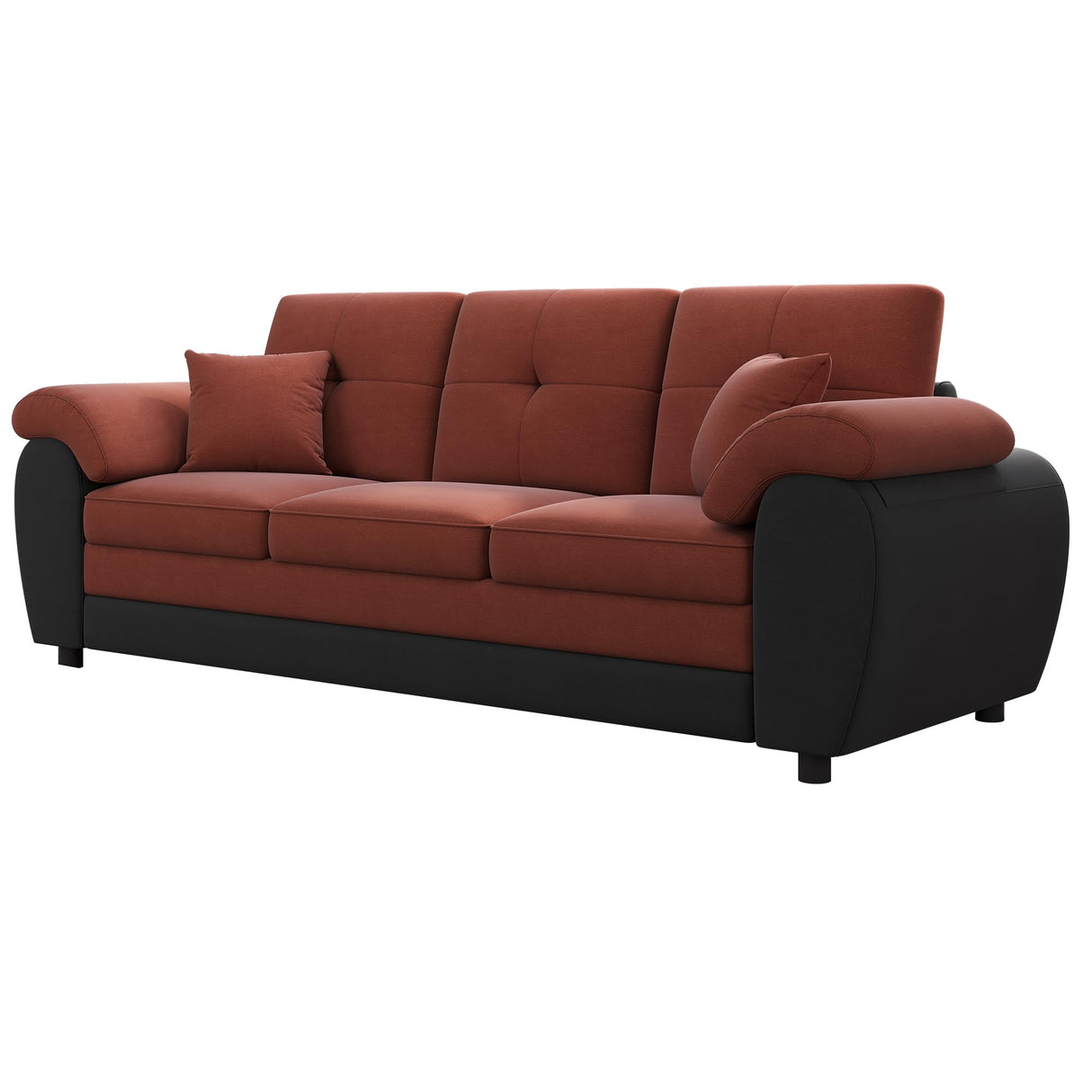 3 Seater Sofa, Mid-Century Modern Sofa Couch, 81.8" Chesterfield Velvet Upholstered