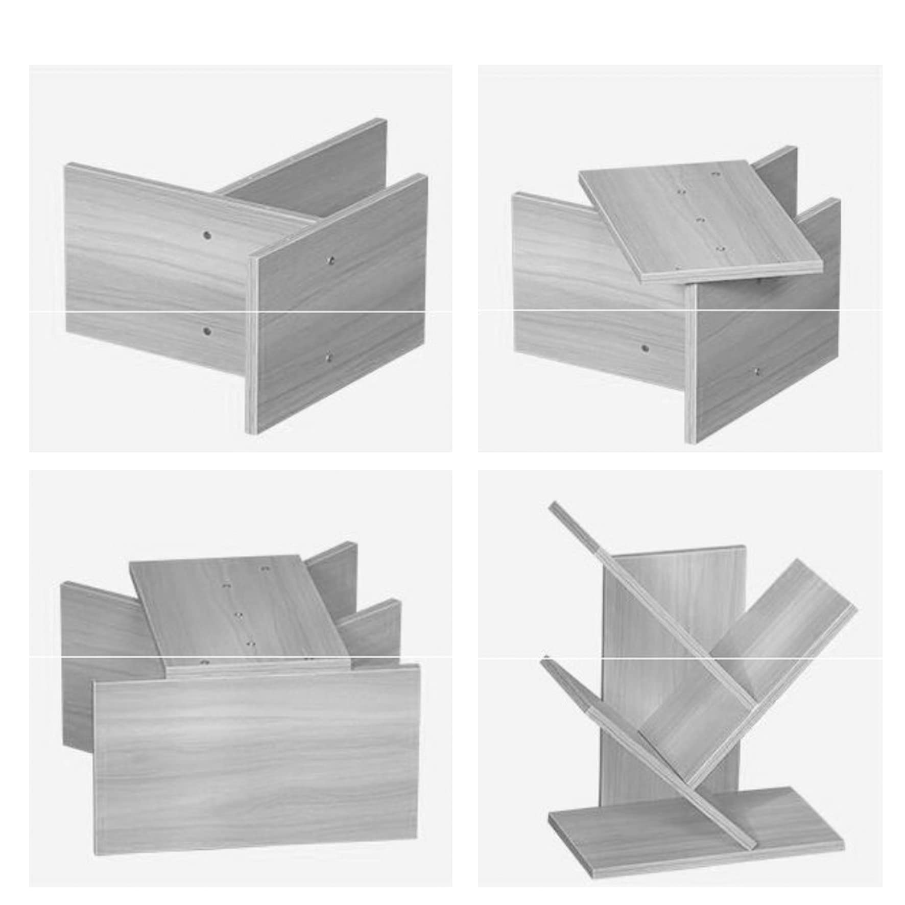 Godferyxin Book Tree Bookshelf, 3-Tier Wood Bookshelf Tree Bookcase for Displaying Books, CDs, Magazines and More at Office, Home or School