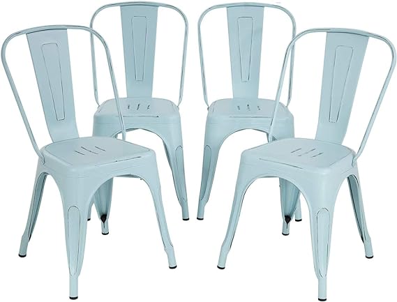 Metal Dining Chairs Set of 4 Indoor Outdoor Chairs Patio Chairs