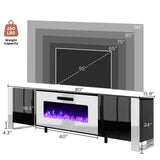 Fireplace TV Stand with 40" Fireplace, 80" Modern High Gloss Entertainment Center LED