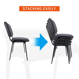 Set of 5 Pack Waiting Room Chairs Fabric Grey Stackable Chairs Metal Frame