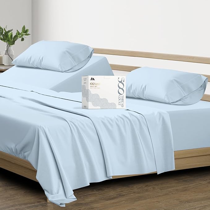 King Size Cotton Sheets Set - 500 Thread Count 4 PC 100% Cotton Sheets for King Bed,