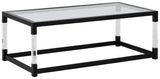 Nallynx Contemporary Glass Coffee Table, Black