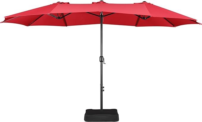 15 ft Triple-size Patio Umbrella w/Base Includedatio Parasol w/Easy Crank &