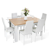 Table and Chairs Set 6, 7 Pieces Kitchen Table Set with High Back Faux Leather Chair