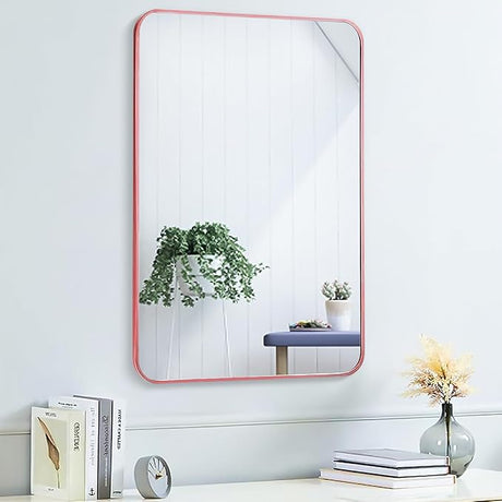 47x14 Mirror Full Body Length Door Hanging or Wall Mounted Metal Frame Dressing Mirrors for Entryway Girl Bedroom Bathroom Living Room 47 14 inch Pink Rose Gold