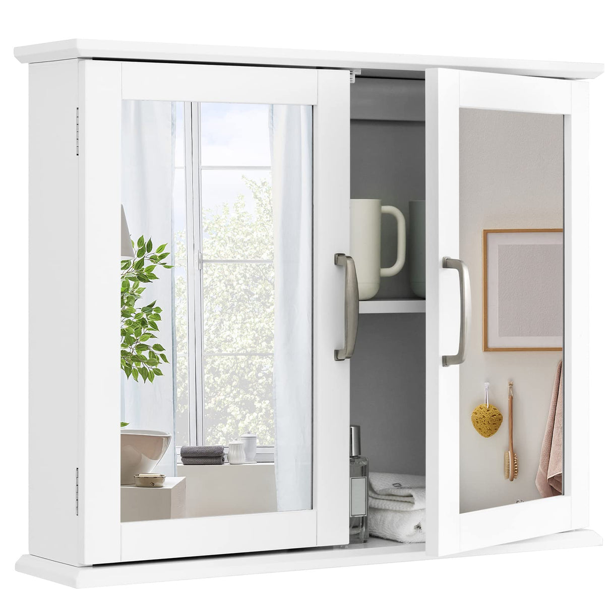 Medicine Cabinet with Mirror, Bathroom Wall Mounted Mirror Cabinet