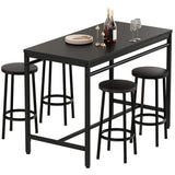 5-Piece Dining Table Set, Kitchen Table and Chairs Set for 4, Industrial Outdoor Bar