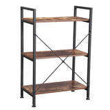 37" H 3 Tier Bookshelf, Rustic Small Book Shelf for Small Spaces, Brown Wooden Shelves