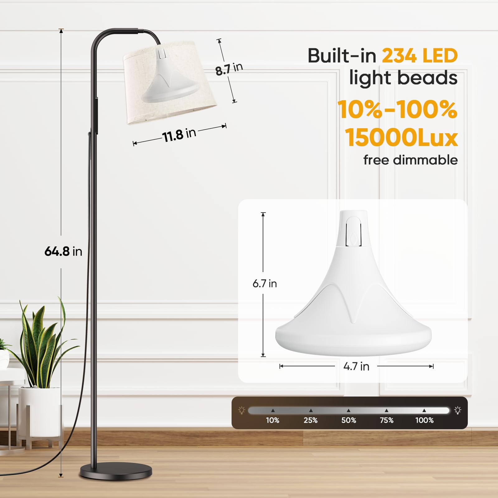 10000 Lux Light Therapy Lamp with Remote Control