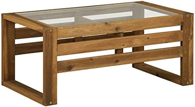 Sorrento Modern Acacia Wood Outdoor Loveseat with Cushions, 30 Inch, Brown