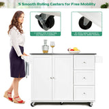 Kitchen Island with Stainless Steel Countertop, Kitchen Cart Rolling Trolley with Towel