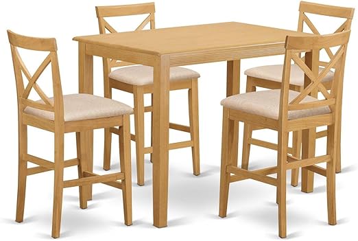 YAPB5-OAK-C 5 Piece Kitchen Counter Height Dining Table Set Includes a Rectangle