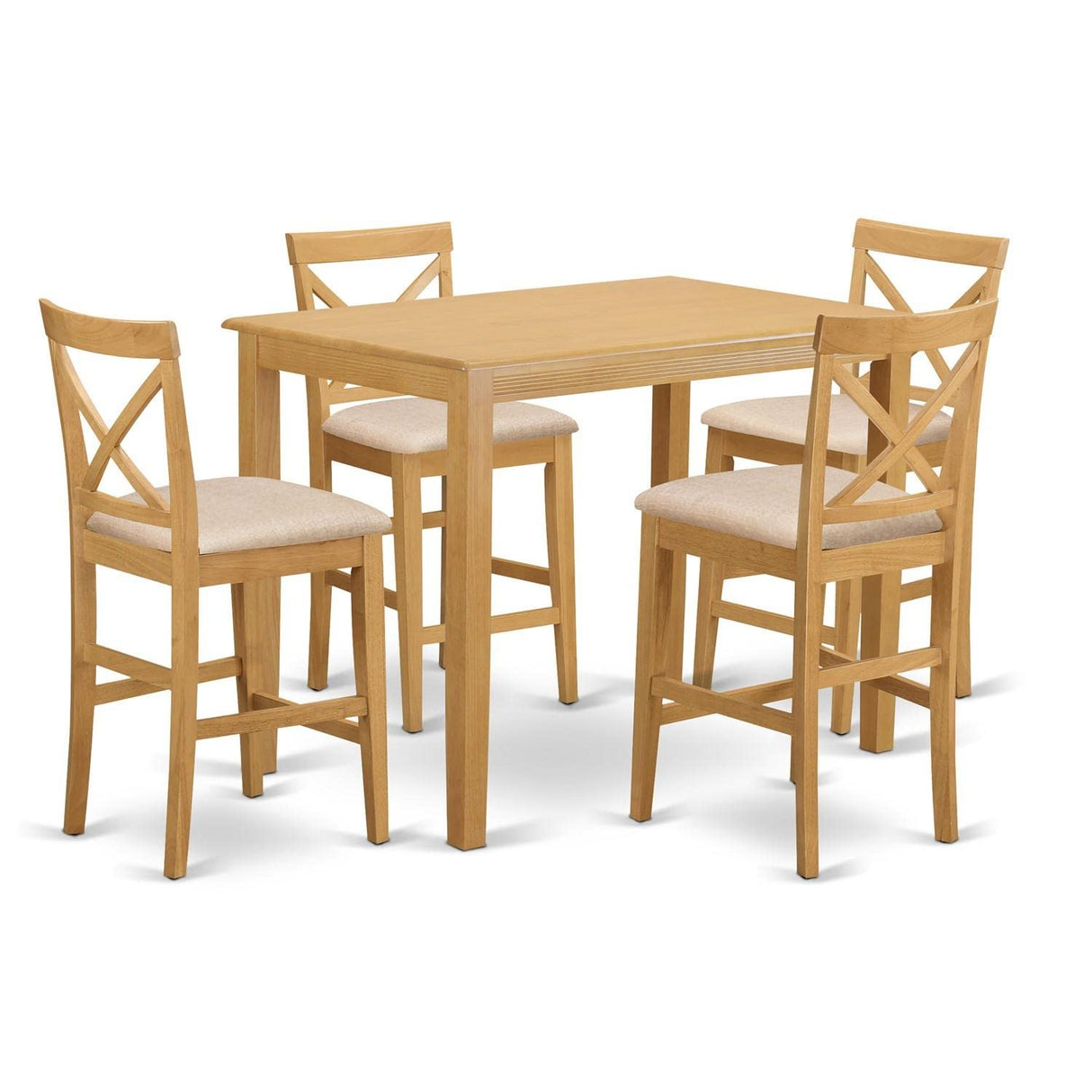 YAPB5-OAK-C 5 Piece Kitchen Counter Height Dining Table Set Includes a Rectangle