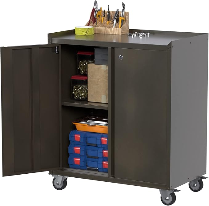 Metal Storage Cabinet with Wheels, Rolling Storage Cabinet