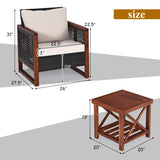 3 Pieces Patio Wicker Furniture Set