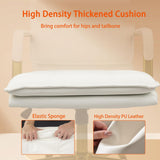 Leather Mid-Back Office Chair with Golden Accents - White