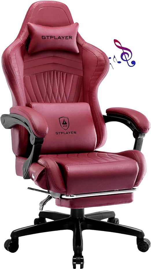 Gaming Chair, Computer Chair with Footrest and Bluetooth Speakers