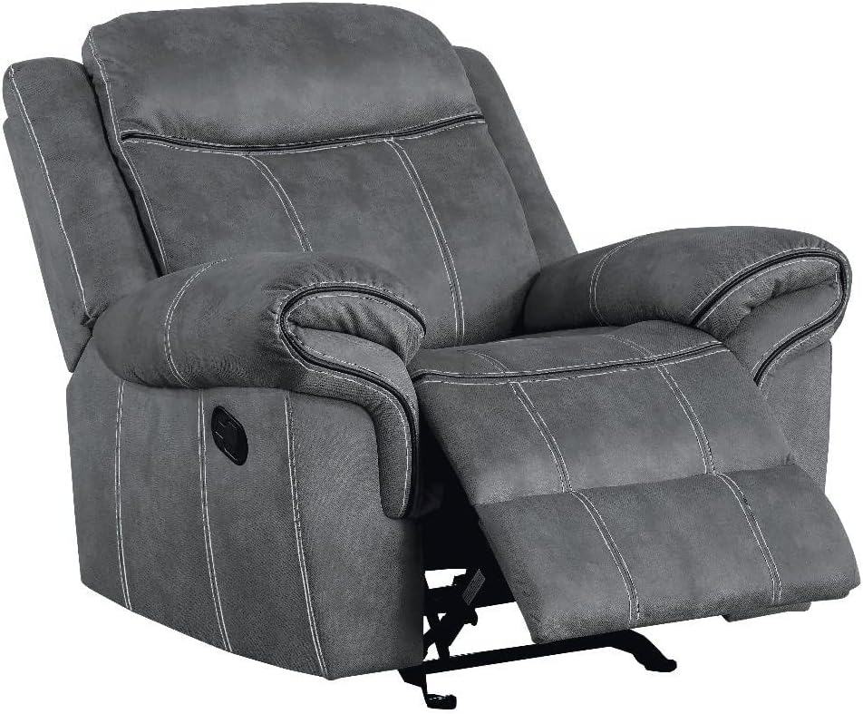 Zubaida Velvet Horizontal Upholstered Glider Recliner in 2-Tone Gray